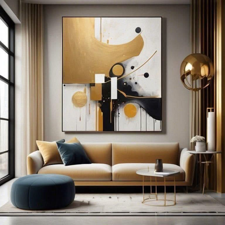 Composition Doree Moderne 80x80 cm