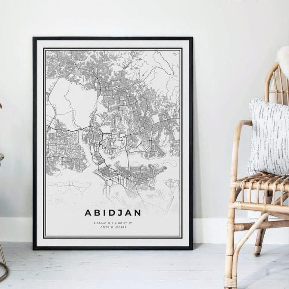 Carte d’Abidjan 90x60 cm 