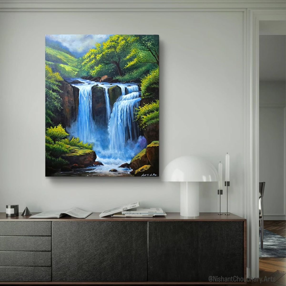 Cascade Émeraude 90x60 cm