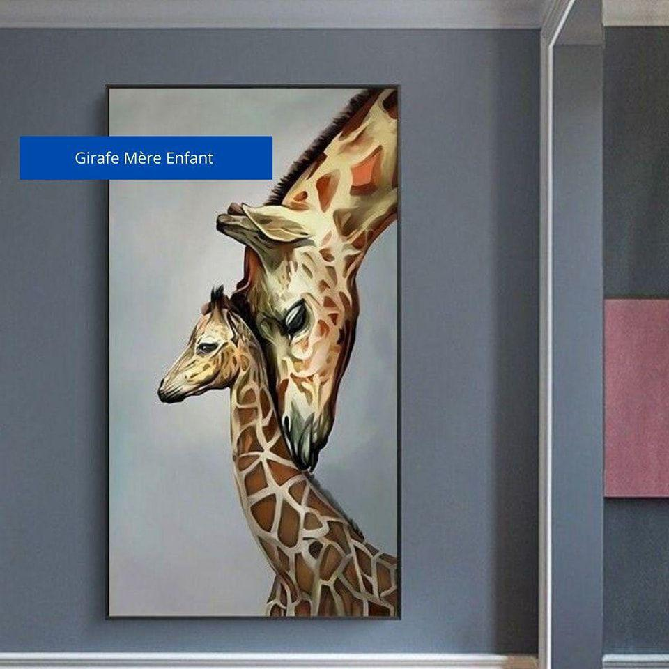 Girafe mère enfant 90x60cm 